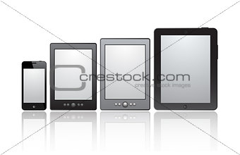 This image is a vector file representing a computer monitor display isolatedSet of realistic tablets with blank screen isolated on white background