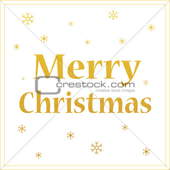merry christmas gold glittering design with snowflakes