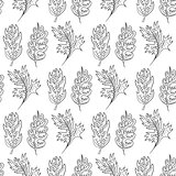 Seamless pattern with doodle fantazy leaf