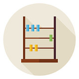 Flat Math Counter Abacus Circle Icon with Long Shadow