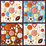 Four Vector Flat Competition Sport Recreation Patterns Set