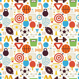 Sport Competition Fitness Vector Flat Design Seamless Pattern