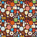 Sport Recreation and Fitness Vector Flat Design Seamless Pattern