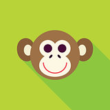 Vector Flat Design Monkey Face Icon