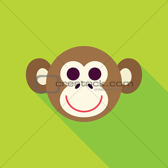 Vector Flat Design Monkey Face Icon