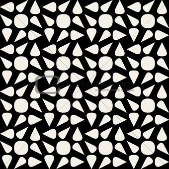 Vector Seamless Black And White Rounded Drop Shape Circle Geometric Pattern