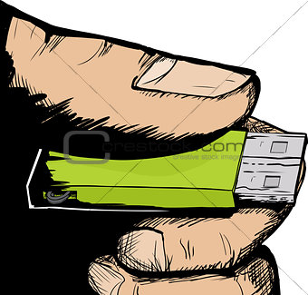 Hand Holding USB Thumbdrive