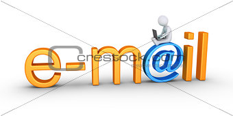Person with laptop and e-mail word