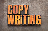 copywriting word in letterpress wood type