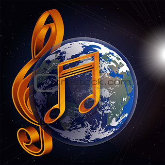 music note planet earth