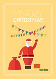 Merry christmas gift card with Santa Claus