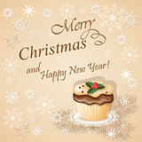 christmas card with cupcake
