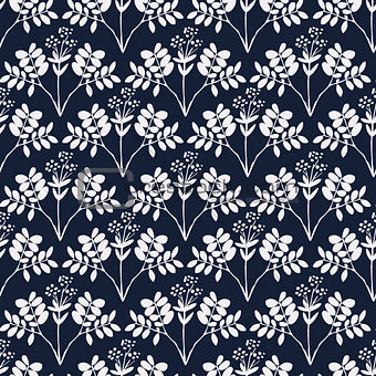 Seamless hand-drawn floral pattern with herbs