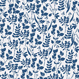 Seamless hand-drawn floral pattern with herbs
