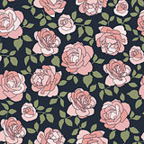 Dark seamless background with light roses