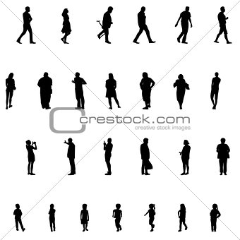 Set of People. Children, Adults, Seniors. Vector Illustration.