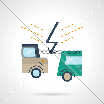 Flat color car accident vector icon