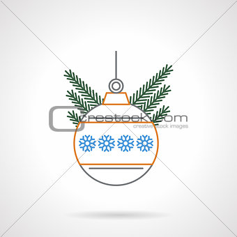 Christmas ball flat color line vector icon