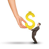 Hand giving dollar sign to businessman