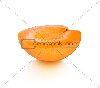 Half of apricot isolated on white background