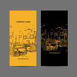 Abstract cafe interior silhouette. Business card design