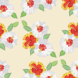 Seamless pattern with hibiscus-03