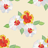 Seamless pattern with hibiscus-02