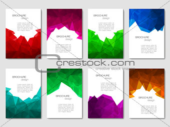 Set of brochures with geometric patterns in polygonal style. Vector illustration.