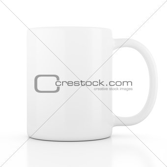 White ceramic mug empty blank for coffee or tea