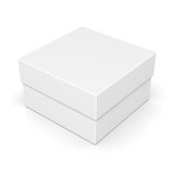 Closed paper square box on white