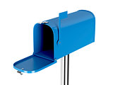 Empty blue mailbox