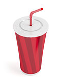Paper cup with bendable straw