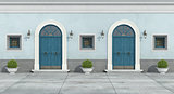Blue old facade