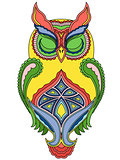 Colourful big owl with close eyes