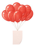 Balloons bunch with paper sheet