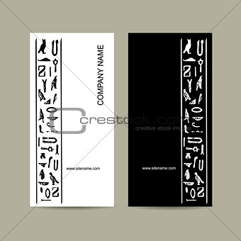 Egypt hieroglyphs. Business cards design