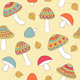 seamless pattern with abstract mushrooms