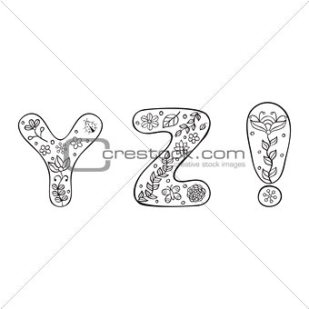hand drawn letters on white background
