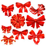 Set of red gift bow with ribbons.