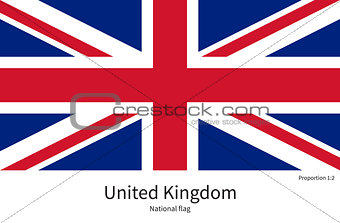 National flag of United Kingdom with correct proportions, element, colors