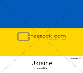 National flag of Ukraine with correct proportions, element, colors