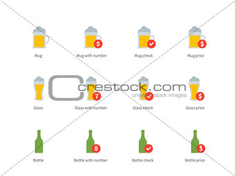 Beer colour icons on white background