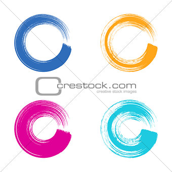 Colorful vector circle brush strokes