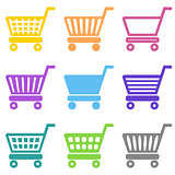 Colorful vector shopping cart icons