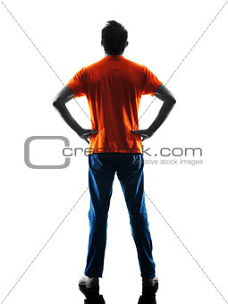 man standing Rear View silhouette isolated