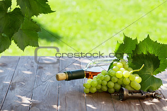 White wine bottle and white grape