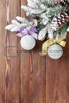 Christmas background with firtree and baubles
