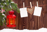 Christmas candle lantern and photo frames