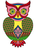 Colourful big serious owl