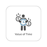 Value of Time Icon. Flat Design.